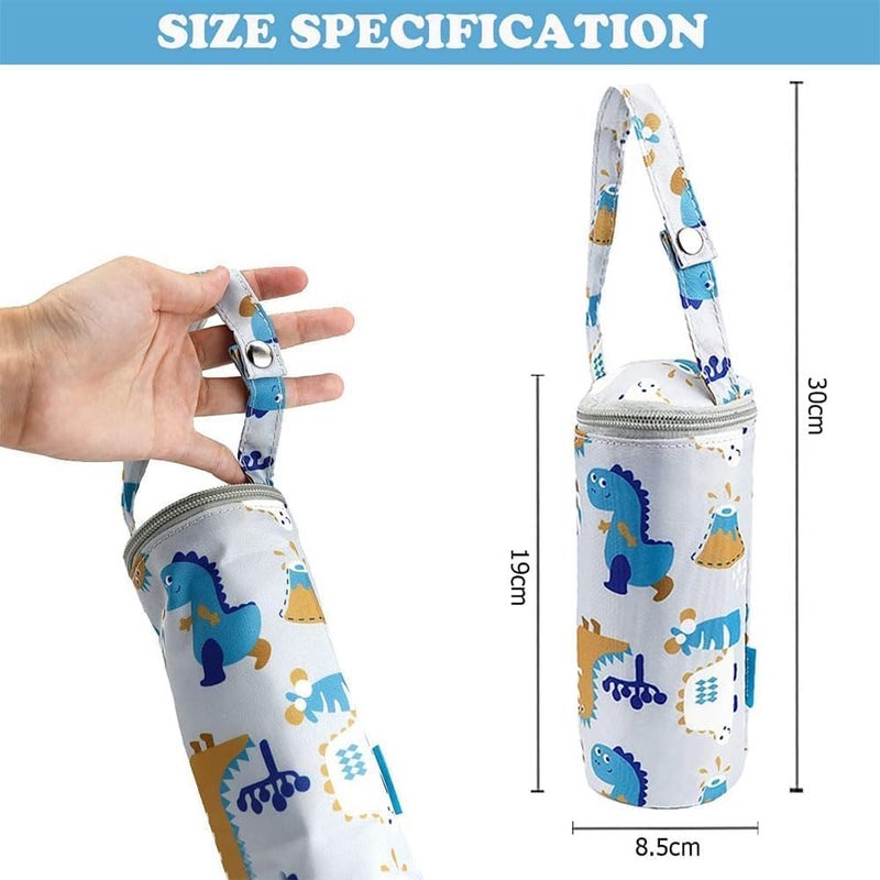 Bukela Insulated Baby Bottle Bags with Carrying Handle Portable Travel Baby Feeding Bottle Bag to Keep Milk Warm Thermal Insulated Bottle Bag (2 Pcs) (Dinosaur) - Image 1